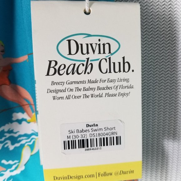DUVIN BEACH CLUB DRAWSTRING LINED BOARD SHORTS Ski Babes Swim Shorts MEDIUM -NWT - Picture 4 of 6